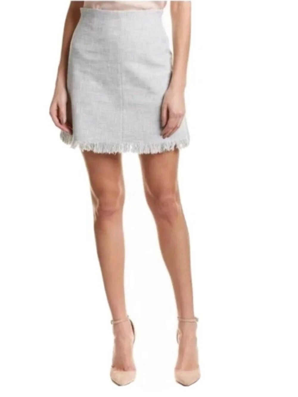 Rebecca Taylor ✨️ Elegant Gray Tweed Fringe Mini Skirt size 6